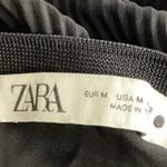 ZARA Black Pleated Plisse Crew Neck Pullover Long Sleeve Mini Shift Dress Size M Photo 4