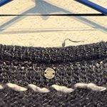 Roxy  Blue White Gray Striped Chunky Knit Button Front Cardigan M Cottagecore Top Photo 6