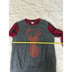 RBielle Red Plaid Christmas Sleeve Women's Sz Sm Reindeer Deer Sequin Holiday Gray Photo 3
