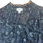 Allison New York black smocked sheer sleeve blouse top size Medium Photo 1