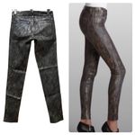 J Brand J. Brand Black Golden Snakeskin Coated Legging Jean Size 26 Edgy Club Night Life Photo 2