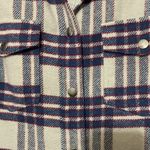 Joie  Wo size small Plaid FLANNEL Button Down Shirt Blue Red SILVER SNAP CLOSURE Photo 4