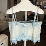 ZARA  denim reconstructed spaghetti strap top Photo 4