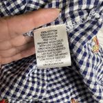 Quacker Factory  Shirt Womens Medium Blue Gingham Crab Jeweled Print Button Up Photo 8
