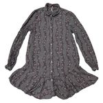 Free People  Gray Floral Long Sleeve Shirt Dress Photo 2