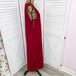 Jane Ashley Vintage Embroidered Microfiber Jumper Midi Dress Red Medium Photo 3