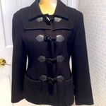 Anne Klein black wool jacket with toggle button closure. Herringbone weaveSize S Photo 9