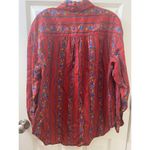Liz Sport  Vintage 90s Claiborne Flower Red Shirt Cottagecore Preppy Western M Photo 6