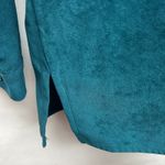 Tan Jay Vintage Faux Suede Women's Shacket Shirt Size 14 Teal Blue Photo 5