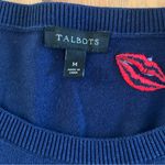 Talbots  Iconic French Embroidery Navy Crew Neck Sweater Size M Photo 1