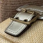 Coach Large Vintage Legacy Natural Straw & Gold Metallic Leather Tote Bag Photo 6