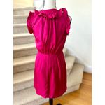 Elizabeth McKay Jewel Tone Pink Silk Ruffle Cocktail Dress Size 4 Photo 2