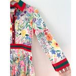 NEW Dalia Macphee Floral Pleated Fit Flare Midi 50s Dress Small Retro Rockabilly Red Photo 3