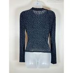 H&M Y2K 90s Sheer Long Sleeve Velvet Burnout Stretch Womens Top Leopard Black medium Photo 3