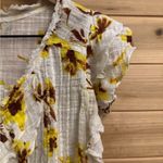 Free People One Size Small Naya Printed Floral Ruffle Sleeve Tie Bottom Hem Yellow Photo 3