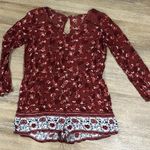 Floral Long Sleeve Romper Red Size L Photo 0
