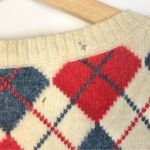 A.P.C Cream Red & Blue Argyle Diamond Wool Crewneck Sweater S Photo 3