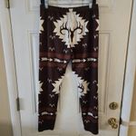 Southwestern Deer Antler Print Leggings XL Brown Cream Stretch Soft Silky NWOT Photo 1