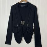 Miss Me Black Military Style Knit Jacket Size S Double Breasted Pockets Belted Photo 0