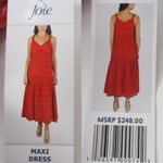 Anthropologie Joie Tea Rose Pink Sleeveless Ikat Tiered Ruffle Maxi Dress Photo 2