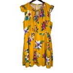 Old Navy  Yellow Floral Midi Dress Sz XL Short Flutter Sleeve Casual Boho Flowy Photo 2