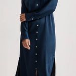 Madewell Dress Satin Button-Front Midi Classic Indigo 8 NWT New Photo 0