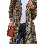 SNAKE PRINT LIGHTWEIGHT BROWN LONG CARDIGAN LARGE Photo 5