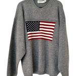 New Era Vintage American Flag Novelty Sweater Crewneck Oversized Womens XL Gray Photo 0