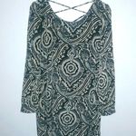 Blue Pepper M/L Long Sleeved Shift Lined Mini Dress Black Creme Paisley Pattern Size L Photo 0