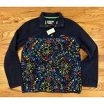 Lands' End  Deep Sea Navy Burst Tie Dye Small 6/8 tool snap fleece Photo 1