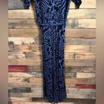 Lisa Rinna Blue And‎ Black Animal Print Belted Jumpsuit Size 10 Photo 4