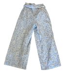 CeCe Blue White Eyelet Pants Size 4 Ankle Wide Leg Belted Cotton Vacation $119 Photo 9