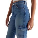EXPRESS  - High Waisted Medium Wash Straight Ankle Cargo Jeans Sz 10 Long Photo 2