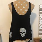 See You Monday  Black Tank Top with Glitter Skulls Photo 1