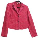 Sisley Womens Suit Jacket Blazer Pink Bouclé Marled Notched Embellished 44 US 8 Photo 0