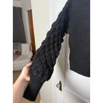 Harper Black Puff Balloon Sleeve Chunky Cropped Mock Neck Sweater Small Goth Photo 8