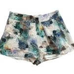 Rebecca Taylor cream, green & blue floral print silk shorts size 4 Photo 0