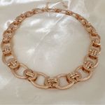 Chunky Oval Link Chain Necklace Rose Gold Textured Statement Choker jewelry Photo 6