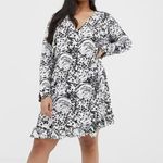 ASOS‎ DESIGN Women's Size 16 Black Animal Print Long Sleeve Button Front Dress White Photo 0