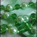 Green Pearl Crystal Tie Necklace w/ Yellow Flower Photo 6