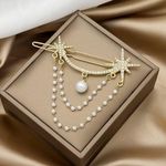 Woman Hair Accessory Fashion Hollow‎ Out Hair Clip Pearl Tassel Duckbill Hairpin Gold Photo 0
