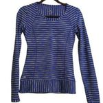 Athleta Womens Shirt Top Yellow Blue Stripe Long Sleeve Scoop Neck Stretch XXS Photo 0