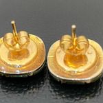 Vintage Unsigned Faux Jade Square Green Resin? Stud Post Earrings 3g Photo 12