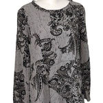 Habitat  Clothes To Live In Asymmetrical Blouse Paisley Print‎ Size XS Gray Black Photo 0