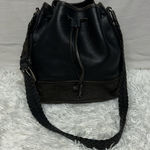 Brighton Black Leather Drawstring Bag Photo 0