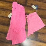 Universal Threads Universal Thread Pink Button-Up Shirt and Shorts Set Photo 0