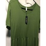 DB MOON Women's Olive Green‎ Casual Short Sleeve Midi Dress With Pockets XL Green Photo 3