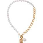 Baroque Irregular Pearl & Gold Lock Necklace NEW Photo 2