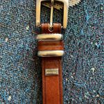 Guess Vintage Brown Leather Belt Chrome Buckle Medium 36” Y2K Streetwear Classic Photo 3