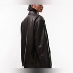 Topshop Tall faux leather oversized blazer - Chocolate Brown Photo 4